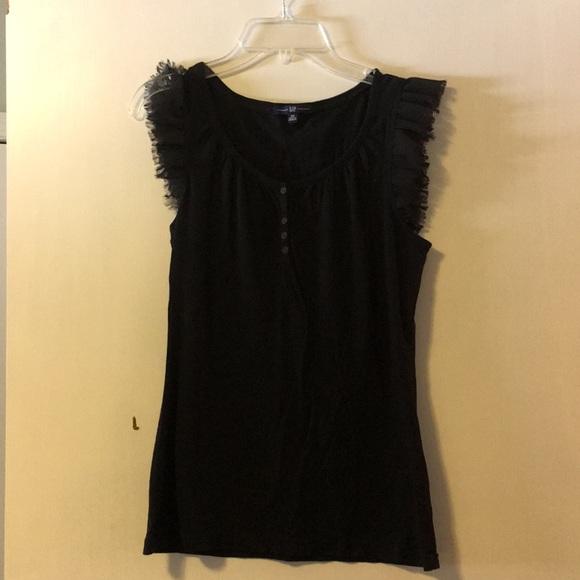 GAP Tops - GAP Black Frilly Blouse
